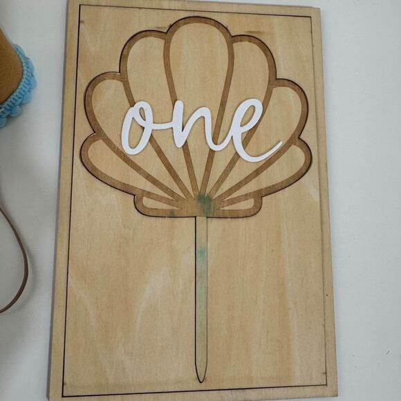 First Birthday Ocean Wave Crown & Seashell Cake Topper - Picture 2 of 3